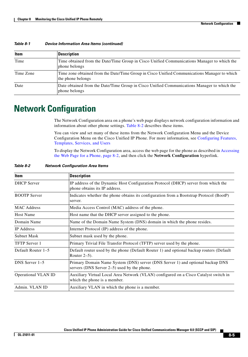 Network configuration | Cisco OL-21011-01 User Manual | Page 5 / 14