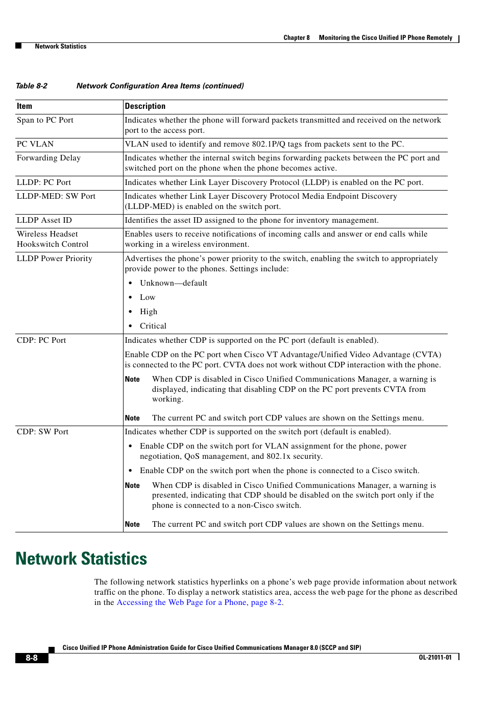 Network statistics | Cisco OL-21011-01 User Manual | Page 8 / 14