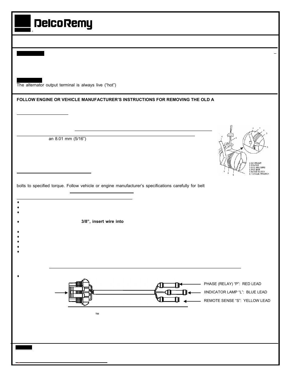Remy REPLACING DELCO REMY 24SI ALTERNATATORS User Manual | 2 pages