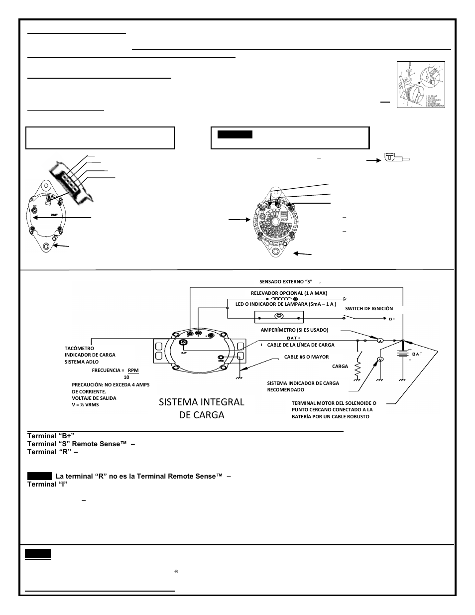 Sistema integral de carga, Nota | Remy 28SI™ ALTERNATOR User Manual | Page 5 / 6