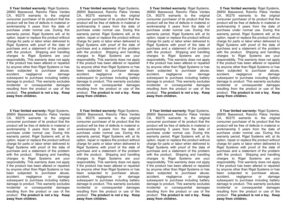 Rigel Systems Infralite User Manual | Page 2 / 2