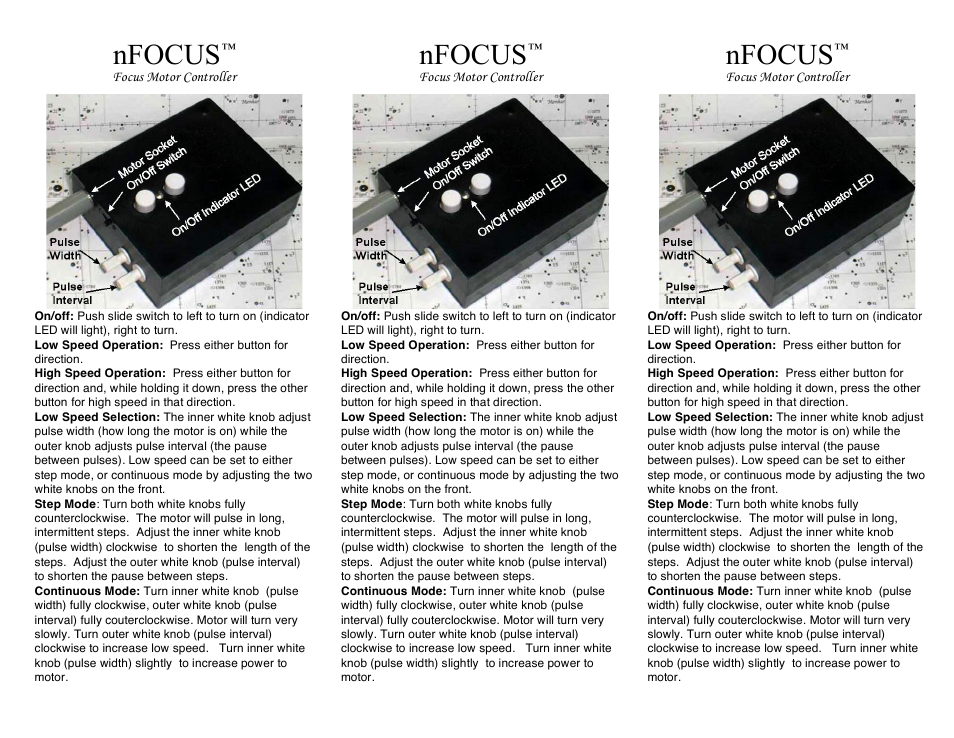 Rigel Systems nFOCUS User Manual | 2 pages