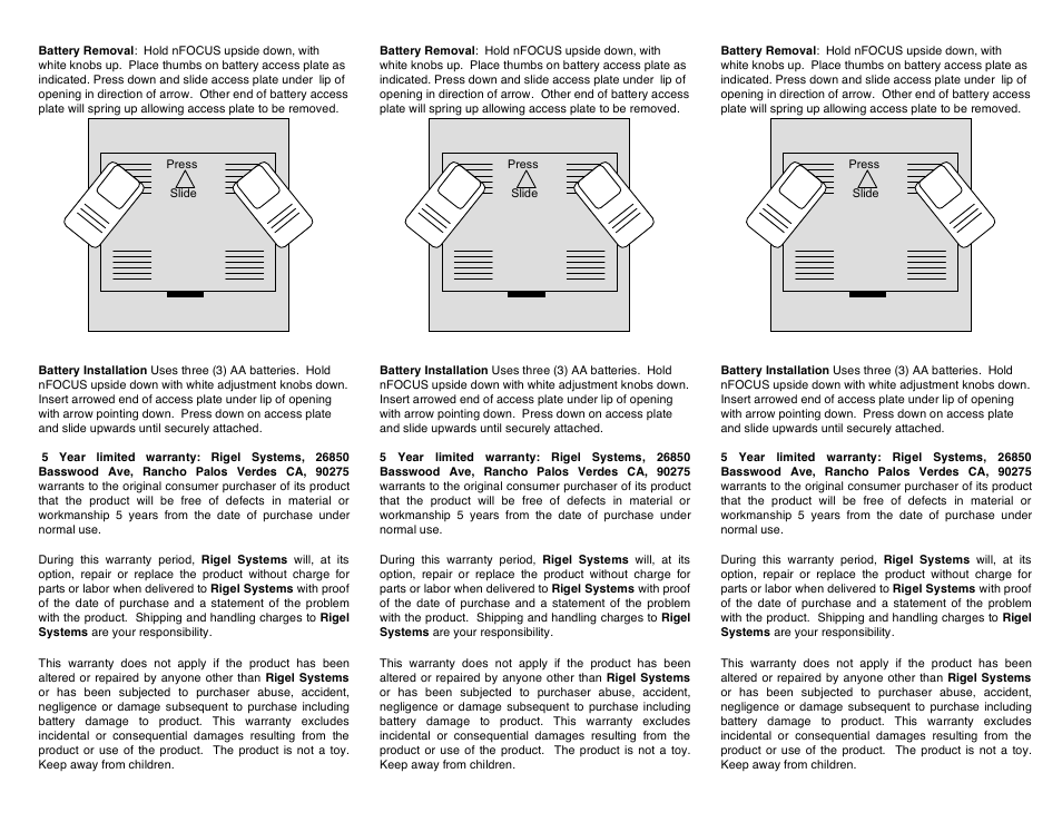 Rigel Systems nFOCUS User Manual | Page 2 / 2