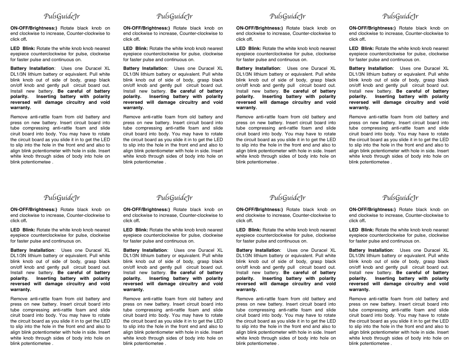 Rigel Systems PulsGuideJr User Manual | 2 pages