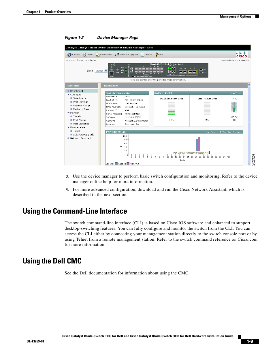 Using the command-line interface, Using the dell cmc, Figure 1-2 | Cisco 3130 User Manual | Page 19 / 72