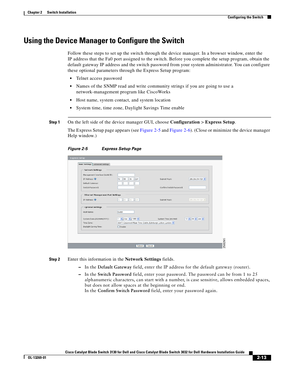 Using the device manager to configure the switch | Cisco 3130 User Manual | Page 33 / 72