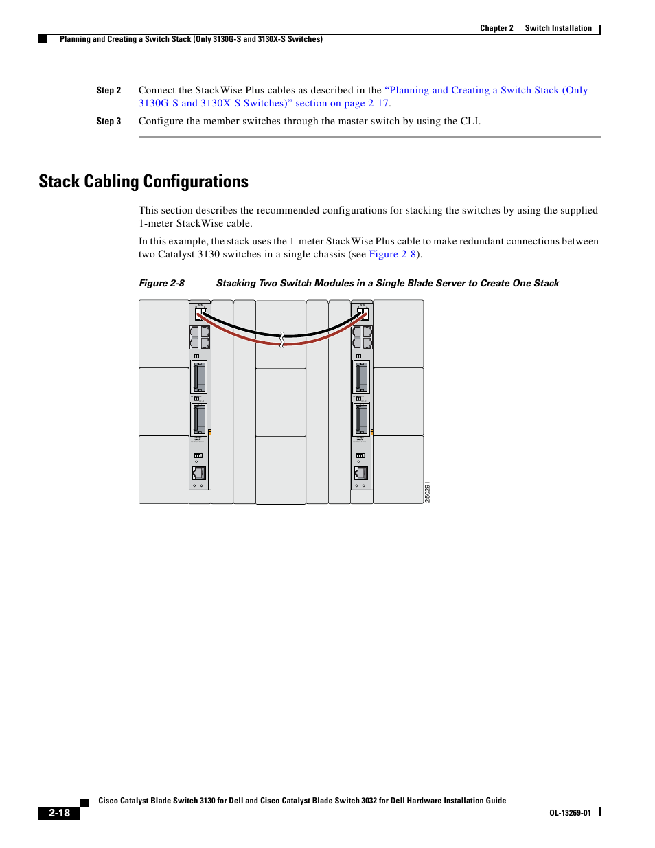 Stack cabling configurations, Step 2, Step 3 | Cisco 3130 User Manual | Page 38 / 72