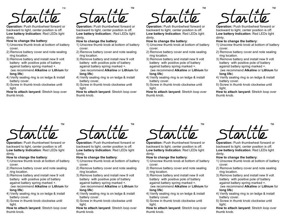 Rigel Systems Starlite User Manual | 2 pages