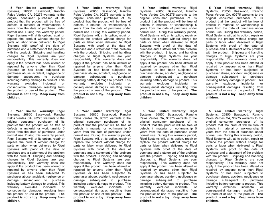 Rigel Systems Starlite User Manual | Page 2 / 2