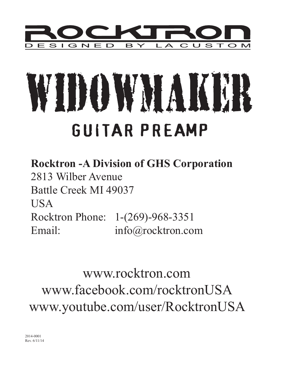 Rocktron Widowmaker User Manual | Page 12 / 12