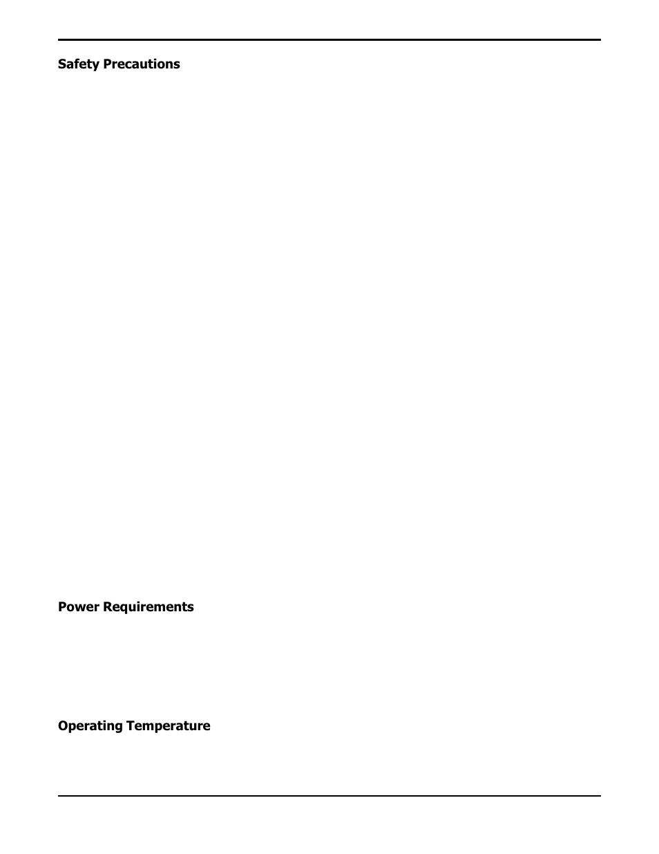 Power requirements, Operating temperature, Safety precautions | Rocktron Prophesy II User Manual | Page 2 / 96