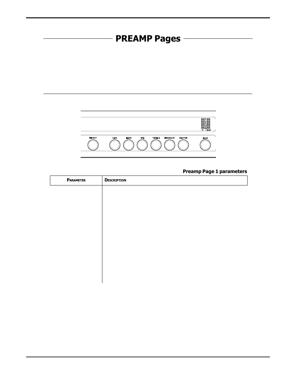 Preamp pages, Preamp page 1: gain/basic eq levels | Rocktron Prophesy II User Manual | Page 29 / 96