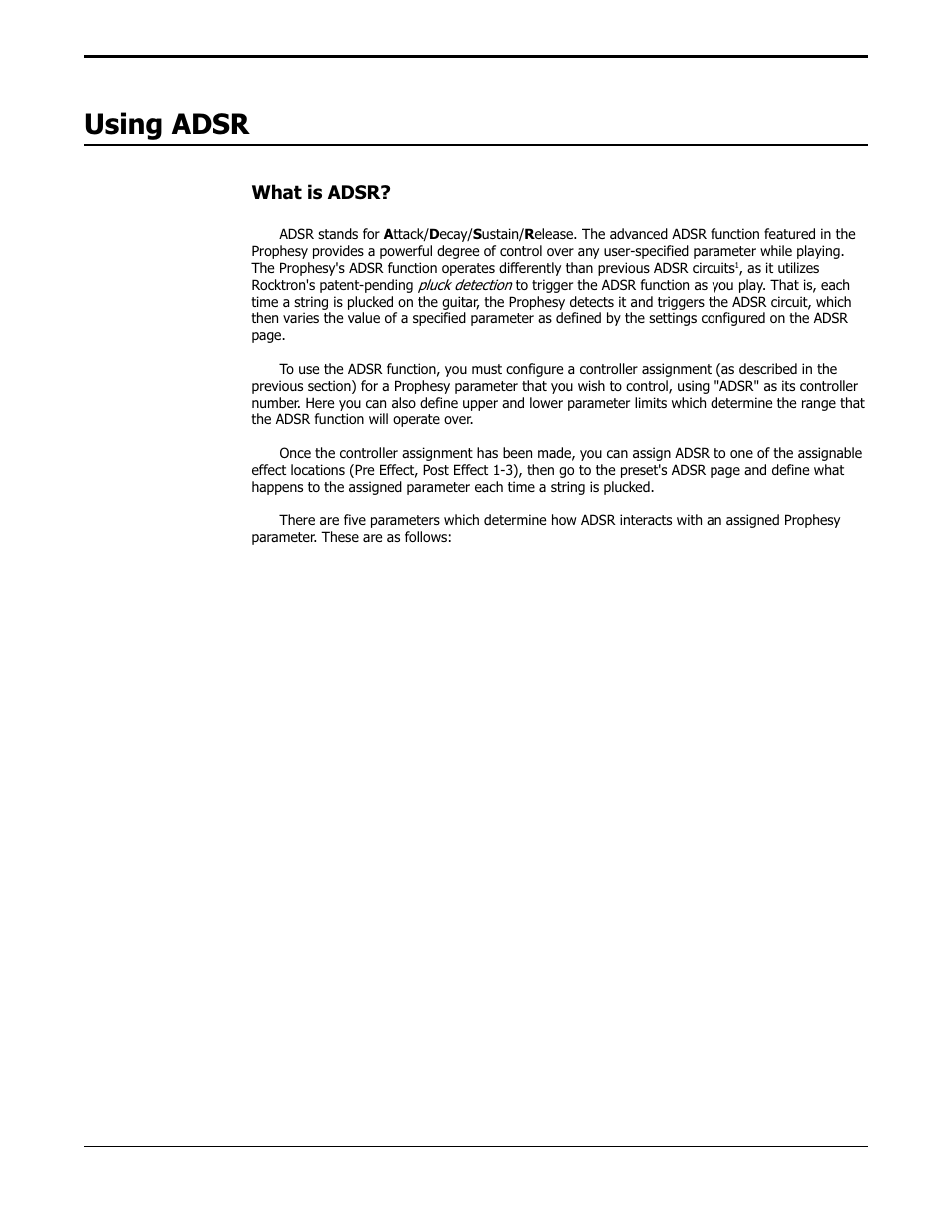 Using adsr, What is adsr | Rocktron Prophesy II User Manual | Page 72 / 96