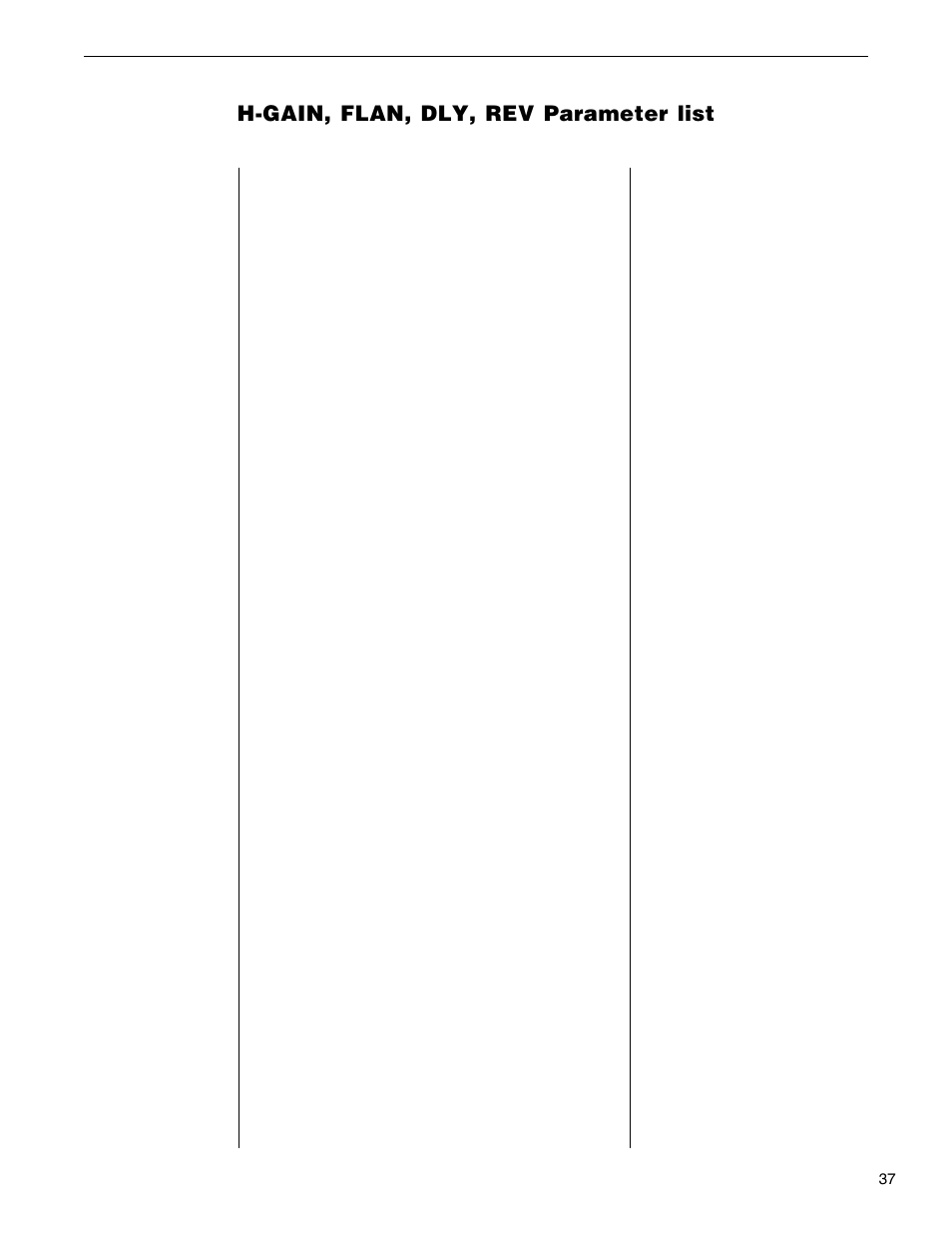 H-gain, flan, dly, rev parameter list | Rocktron VooDu Valve User Manual | Page 39 / 105