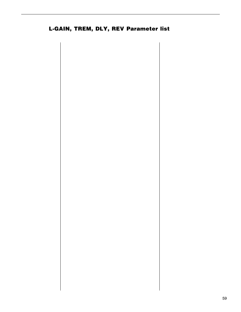 Cont'd), L-gain, trem, dly, rev parameter list | Rocktron VooDu Valve User Manual | Page 61 / 105