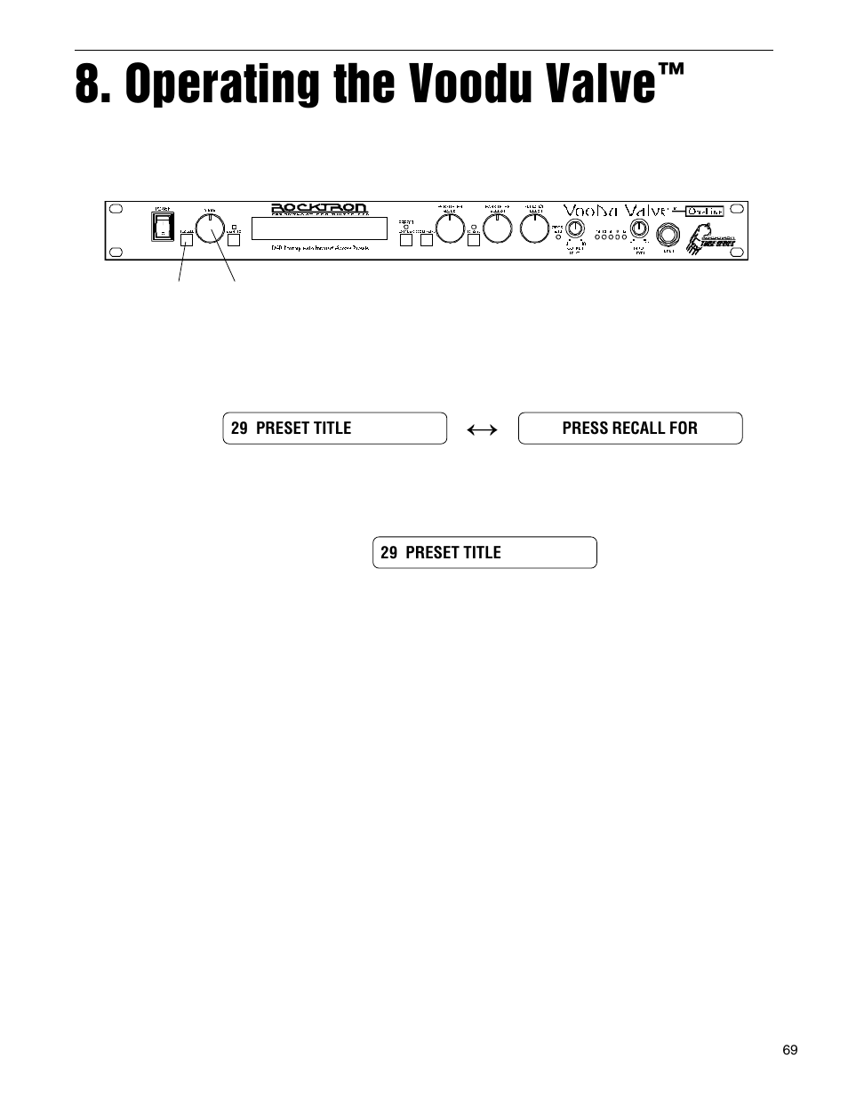 Operating the voodu valve, Selecting a preset | Rocktron VooDu Valve User Manual | Page 71 / 105