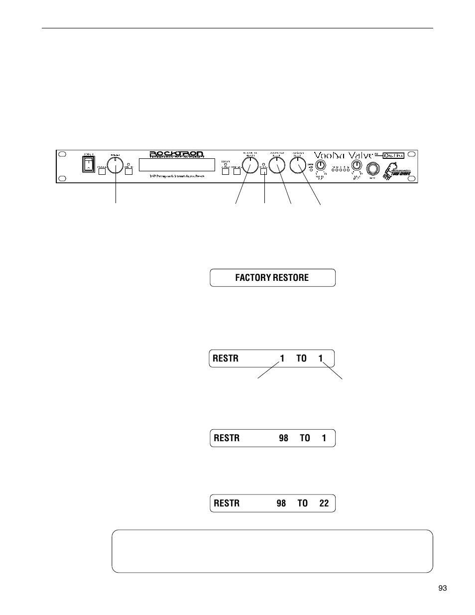 Factory restore, Restoring a single factory preset, Restoring a single factory preset: 3 | Rocktron VooDu Valve User Manual | Page 95 / 105