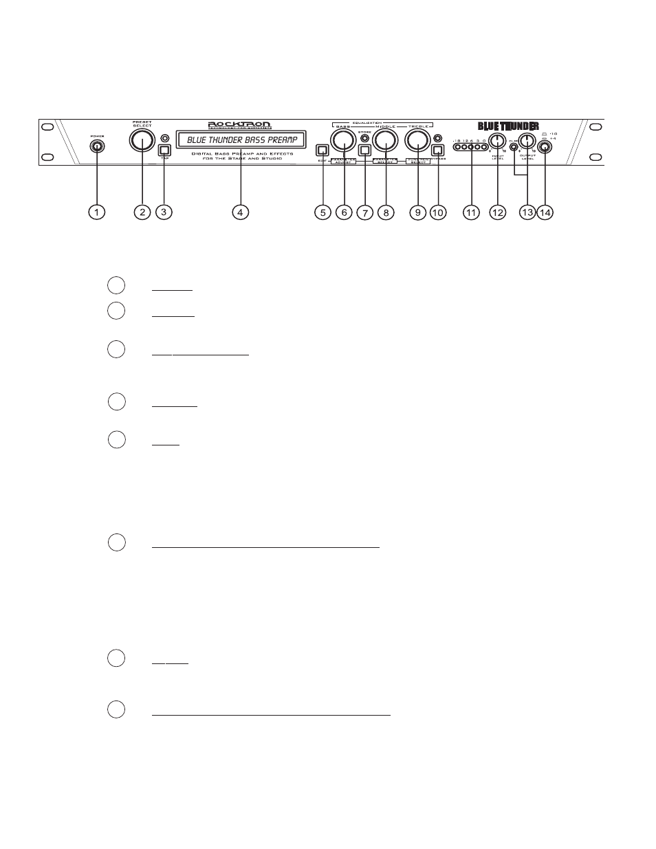 Front panel | Rocktron Blue Thunder User Manual | Page 7 / 64