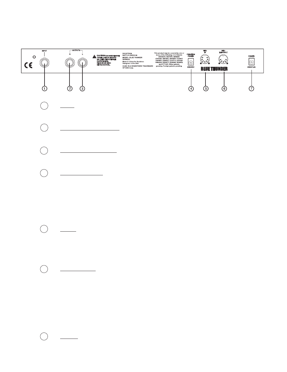 Rear panel | Rocktron Blue Thunder User Manual | Page 9 / 64