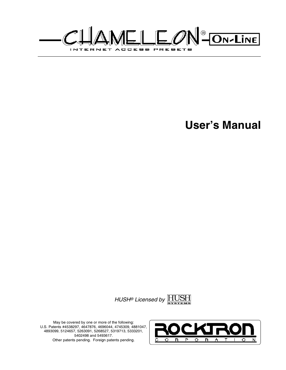 Rocktron Chameleon On-Line User Manual | 103 pages