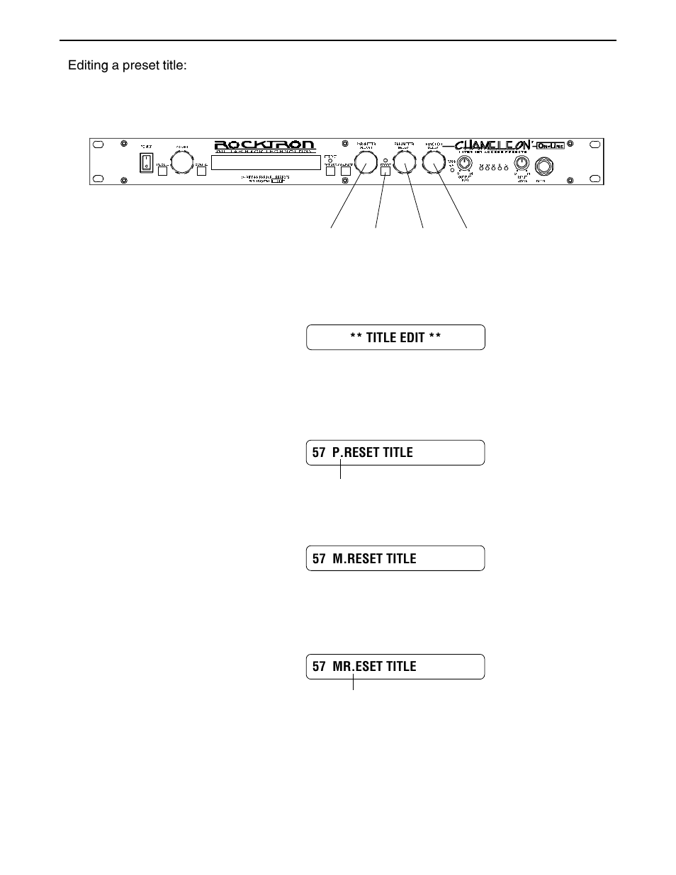 Editing a preset title | Rocktron Chameleon On-Line User Manual | Page 76 / 103