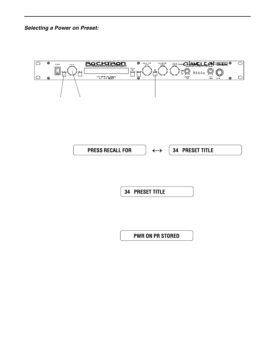 Selecting a power on preset | Rocktron Chameleon On-Line User Manual | Page 97 / 103