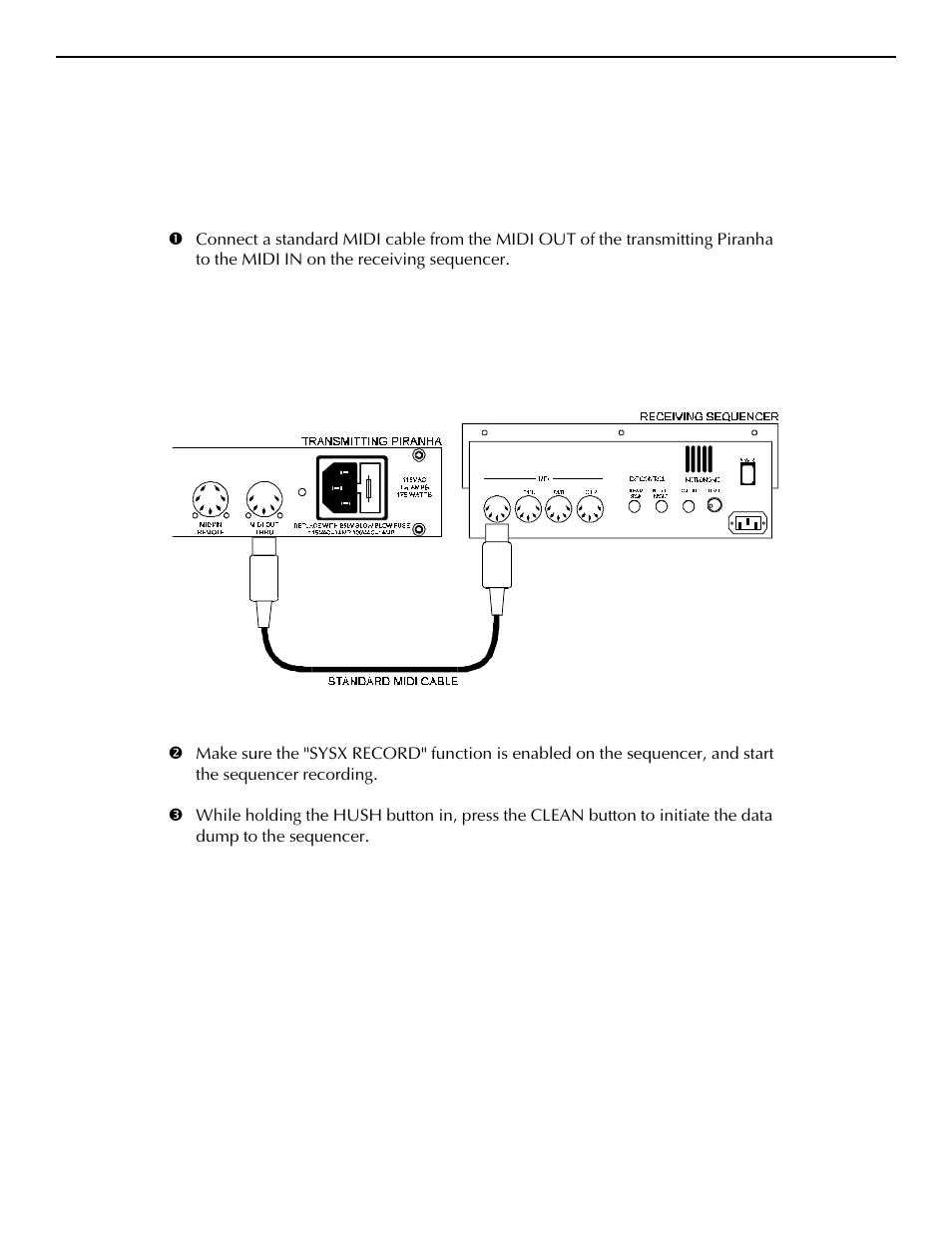 B. midi preset dump | Rocktron Piranha User Manual | Page 19 / 22