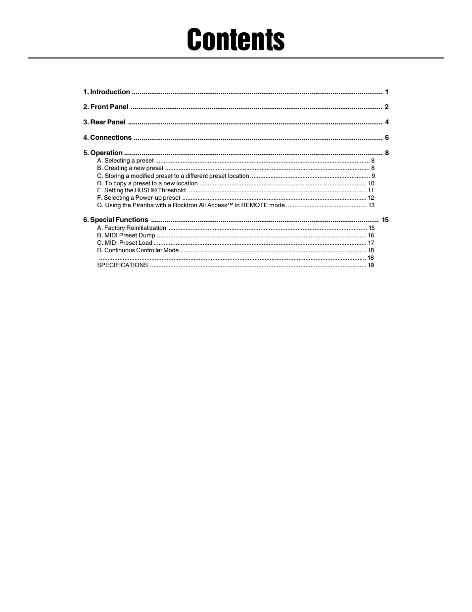 Rocktron Piranha User Manual | Page 3 / 22