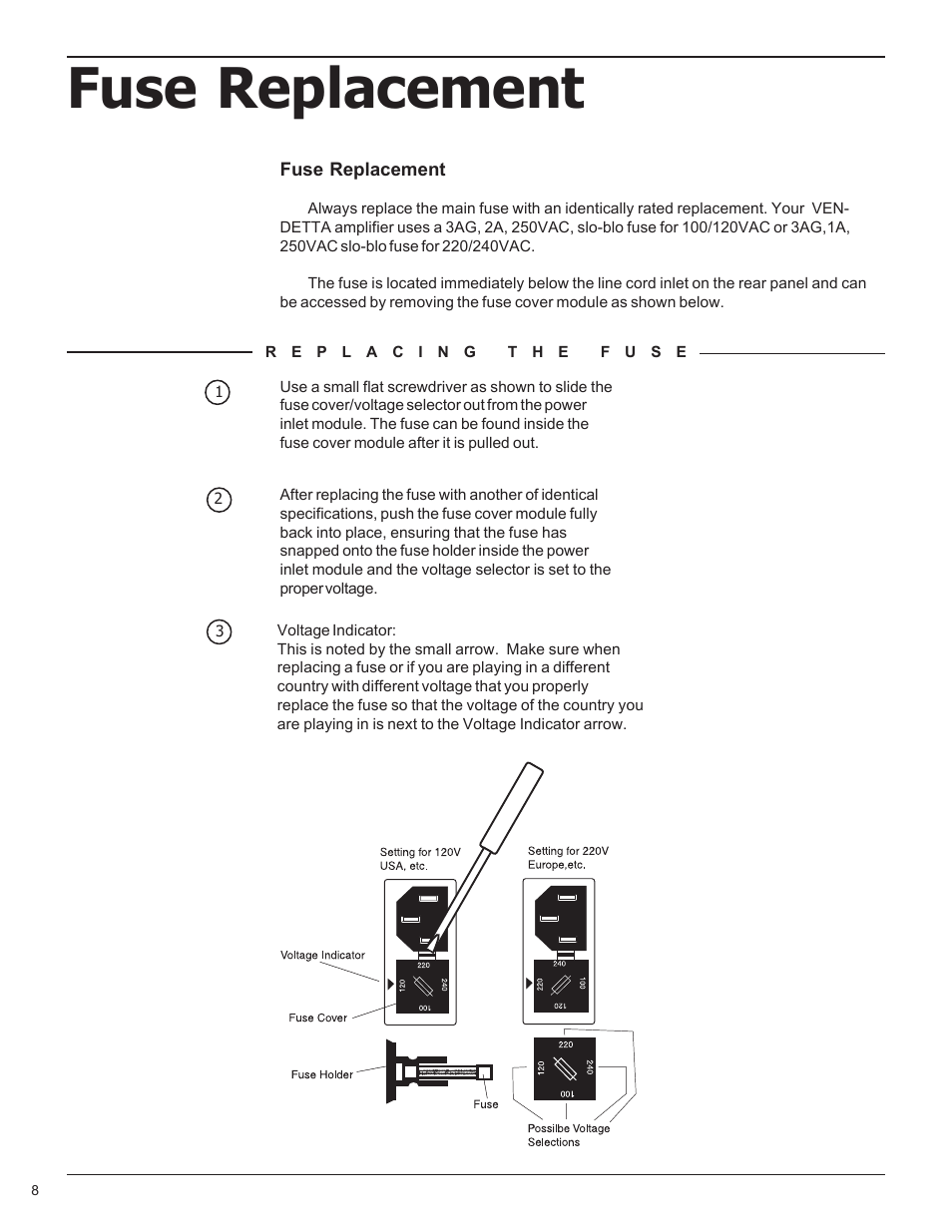 Fuse replacement | Rocktron VP4 User Manual | Page 8 / 12