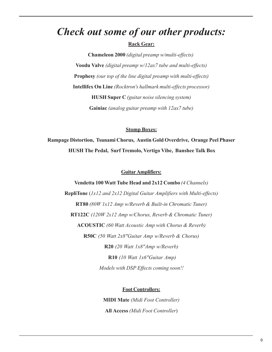 Check out some of our other products | Rocktron VP4 User Manual | Page 9 / 12