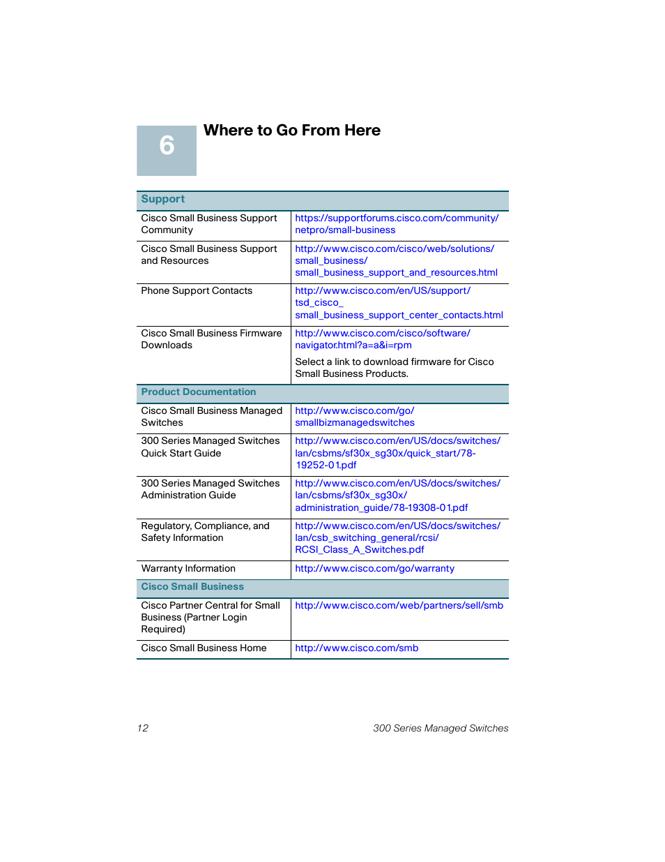 Where to go from here | Cisco 300 User Manual | Page 12 / 16