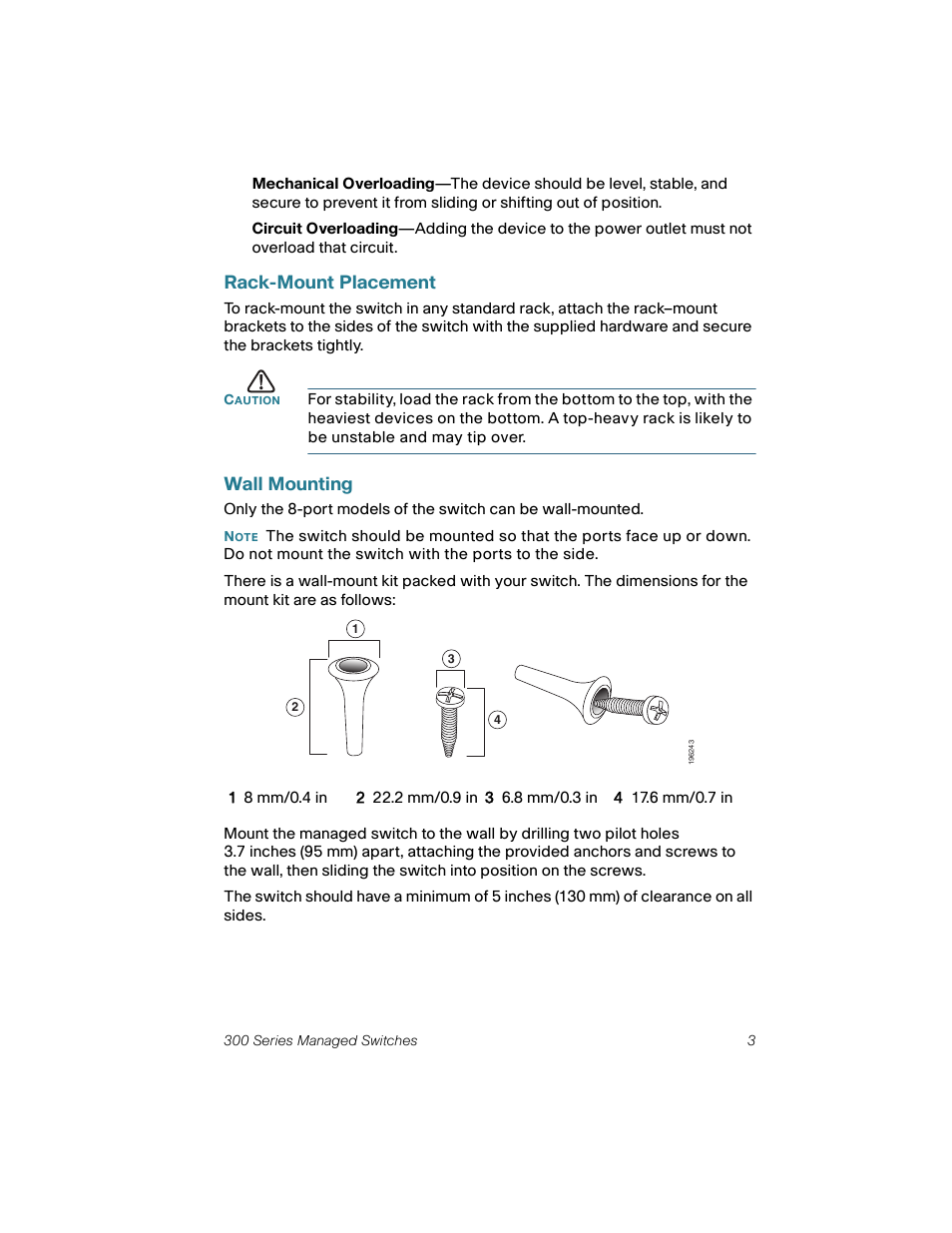 Rack-mount placement, Wall mounting | Cisco 300 User Manual | Page 3 / 16