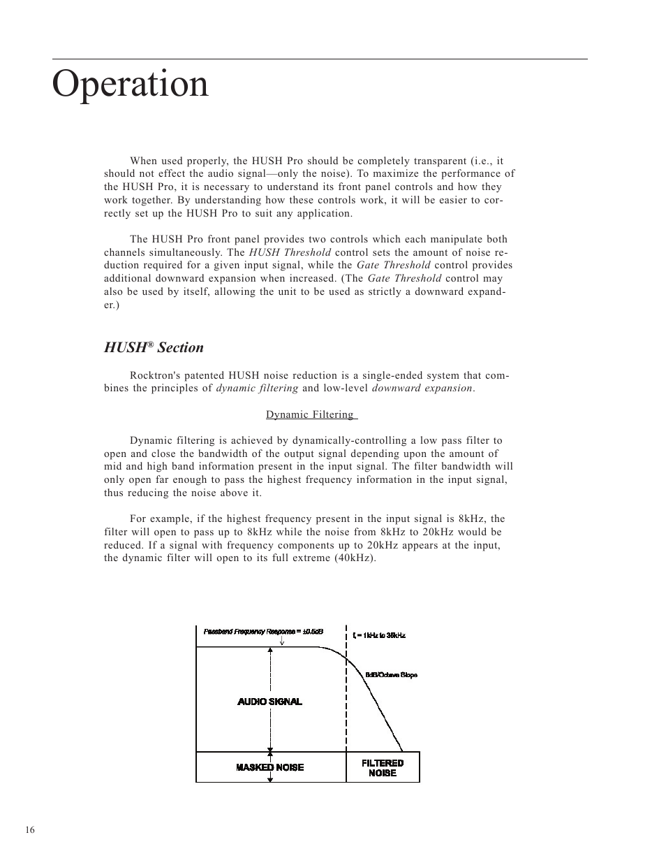 Operation, Hush | Rocktron HUSH Pro User Manual | Page 16 / 20