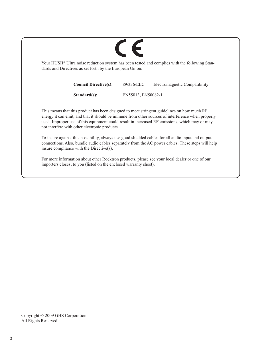 Rocktron HUSH Ultra User Manual | Page 2 / 38
