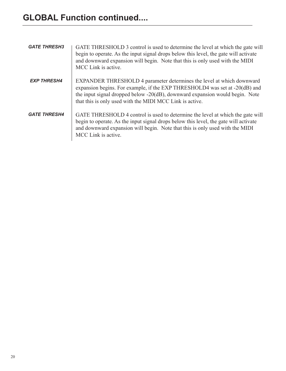 Global function continued | Rocktron HUSH Ultra User Manual | Page 20 / 38