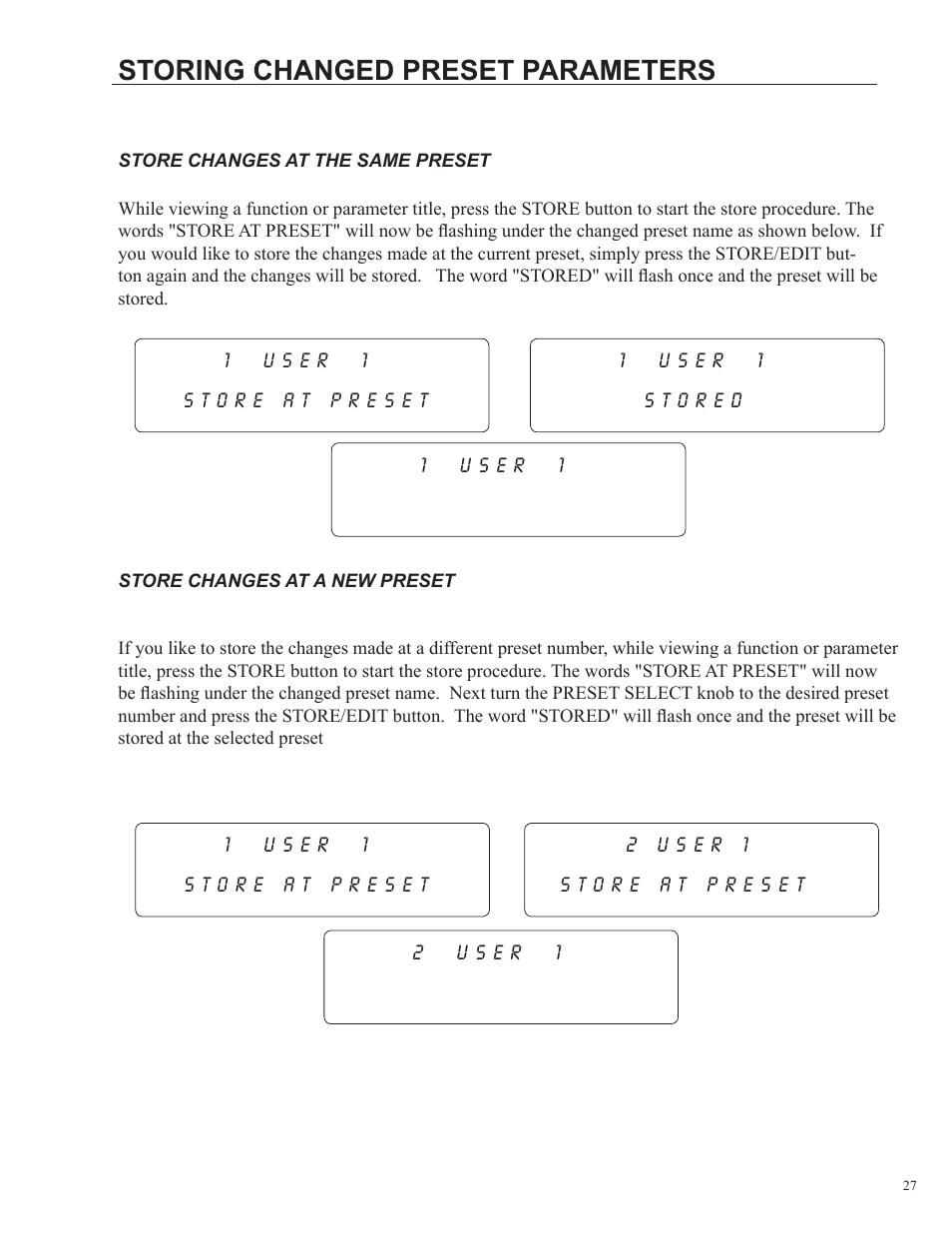 Storing changed preset parameters | Rocktron HUSH Ultra User Manual | Page 27 / 38