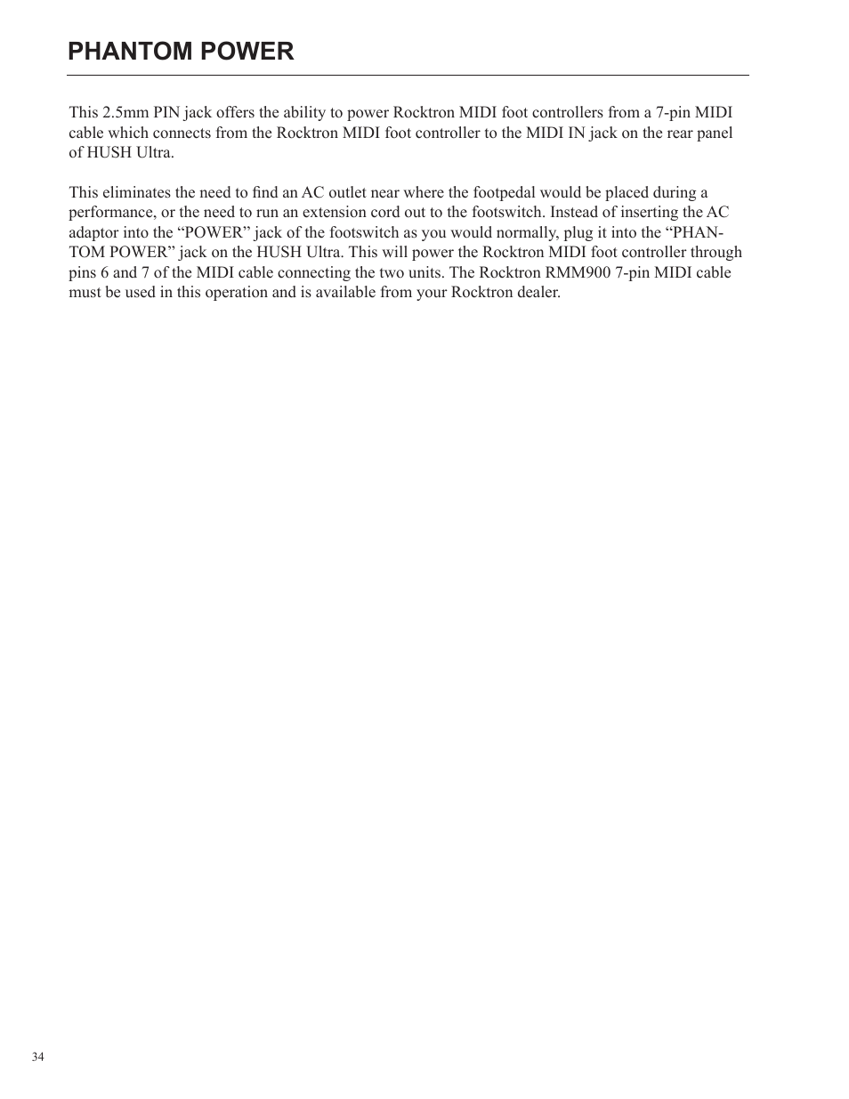 Phantom power | Rocktron HUSH Ultra User Manual | Page 34 / 38