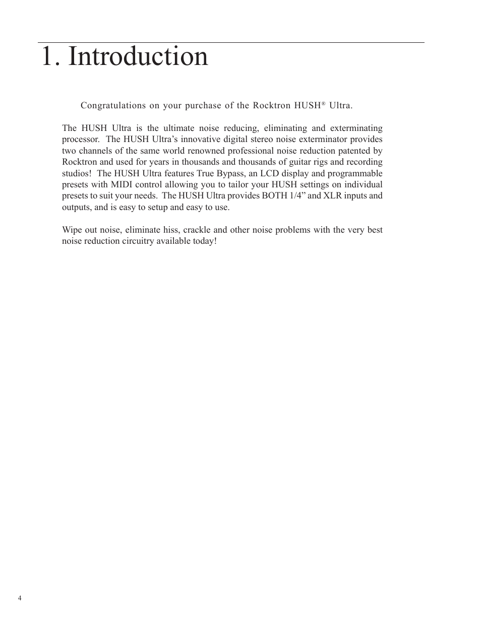 Introduction | Rocktron HUSH Ultra User Manual | Page 4 / 38