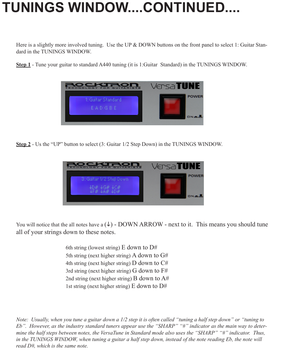 Tunings window....continued | Rocktron VersaTune User Manual | Page 19 / 20
