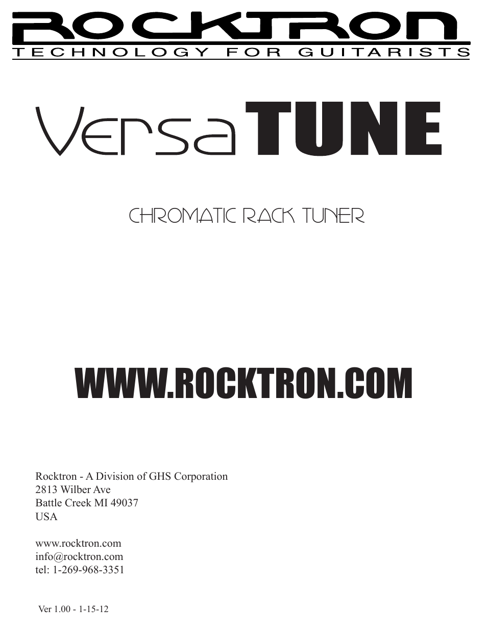 Chromatic rack tuner | Rocktron VersaTune User Manual | Page 20 / 20