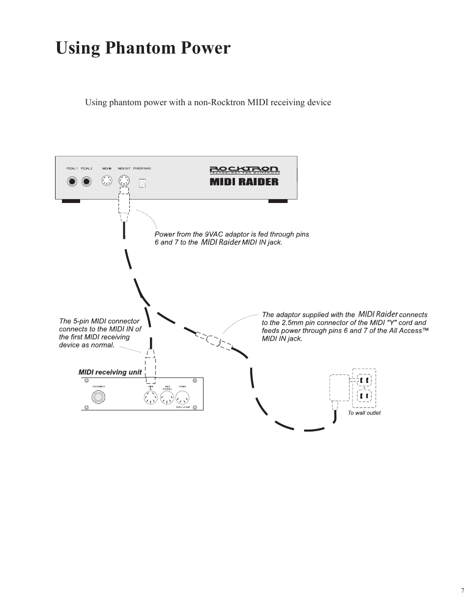 Using phantom power | Rocktron MIDI Raider User Manual | Page 10 / 80