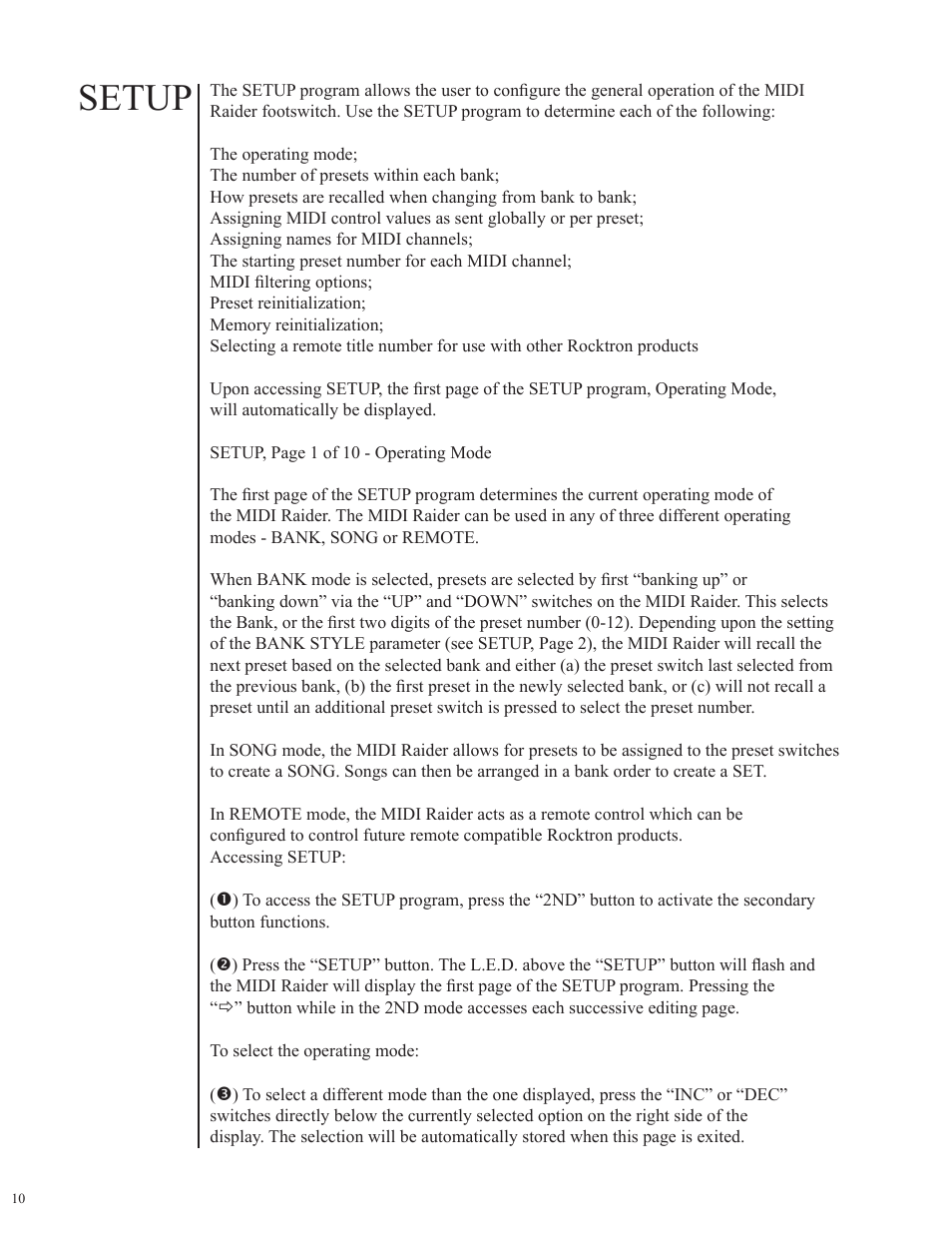 Setup | Rocktron MIDI Raider User Manual | Page 13 / 80