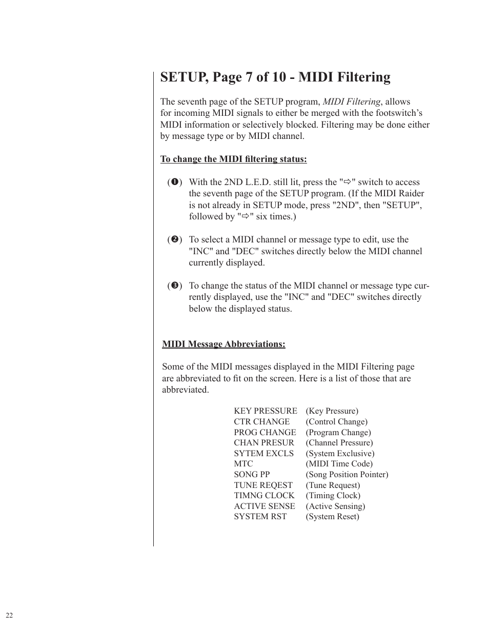 Setup, page 7 of 10 - midi filtering | Rocktron MIDI Raider User Manual | Page 25 / 80