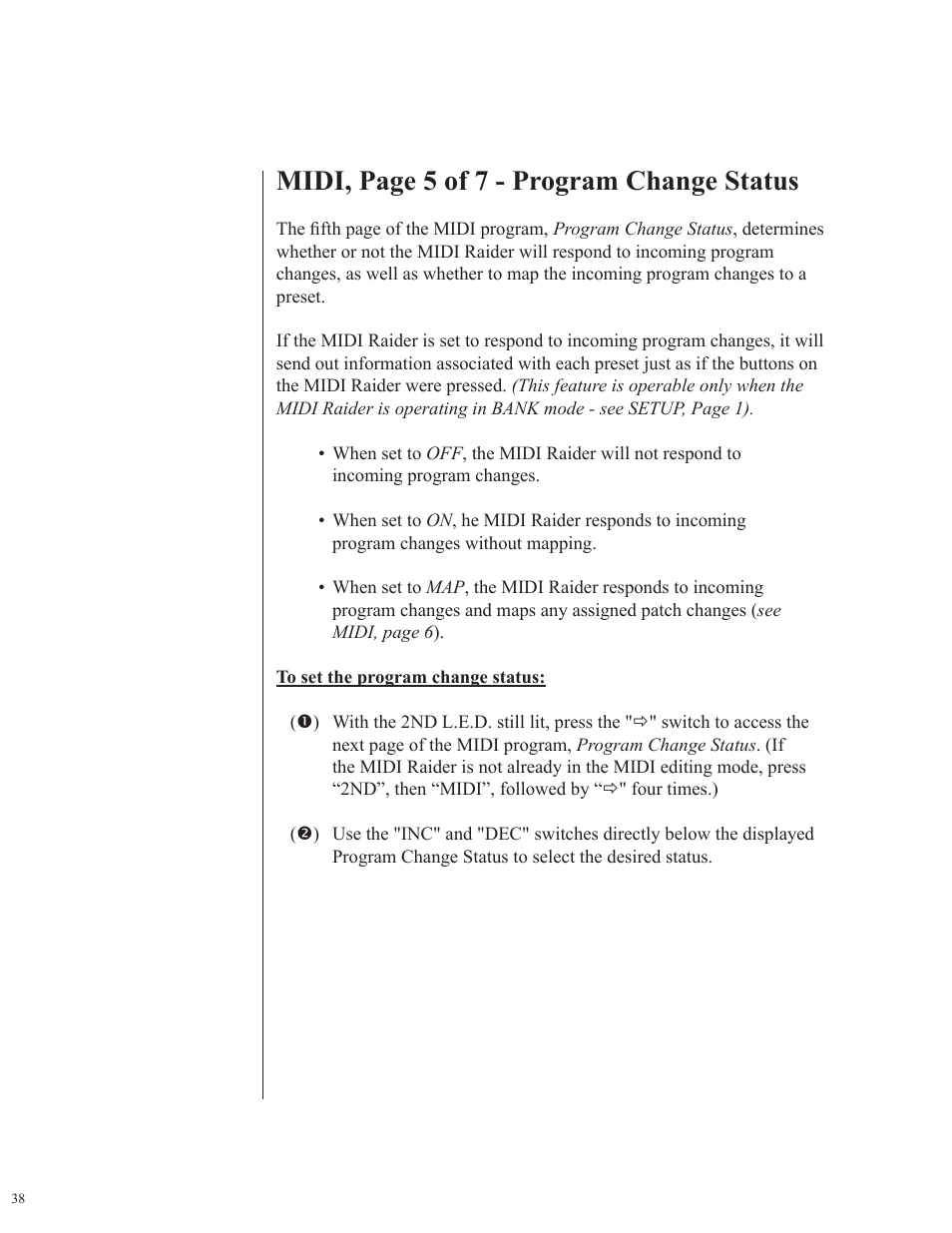 Midi, page 5 of 7 - program change status | Rocktron MIDI Raider User Manual | Page 41 / 80