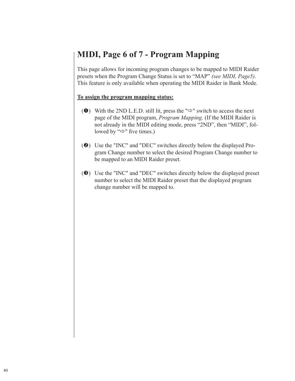 Midi, page 6 of 7 - program mapping | Rocktron MIDI Raider User Manual | Page 43 / 80