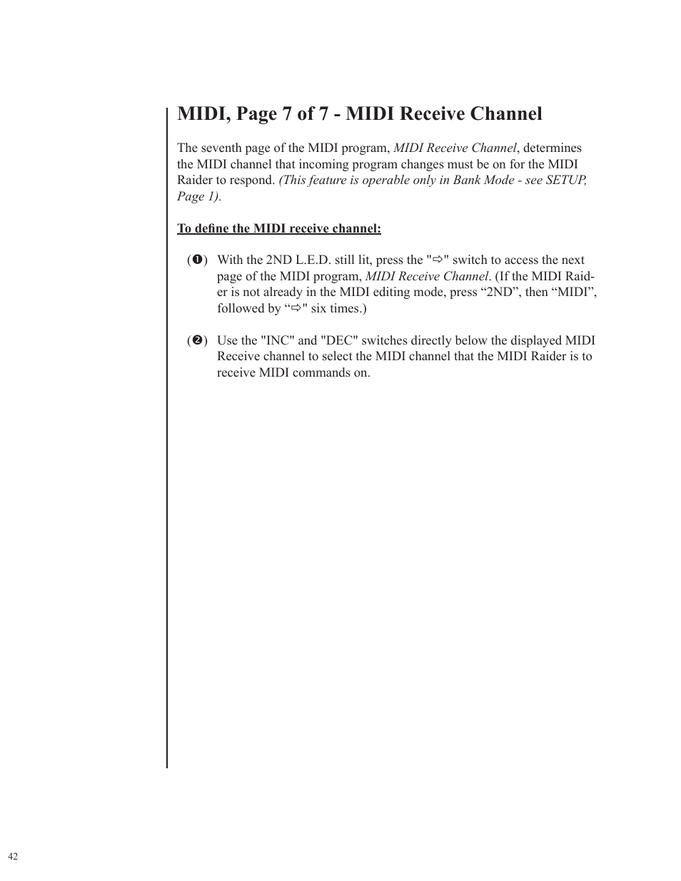 Midi, page 7 of 7 - midi receive channel | Rocktron MIDI Raider User Manual | Page 45 / 80
