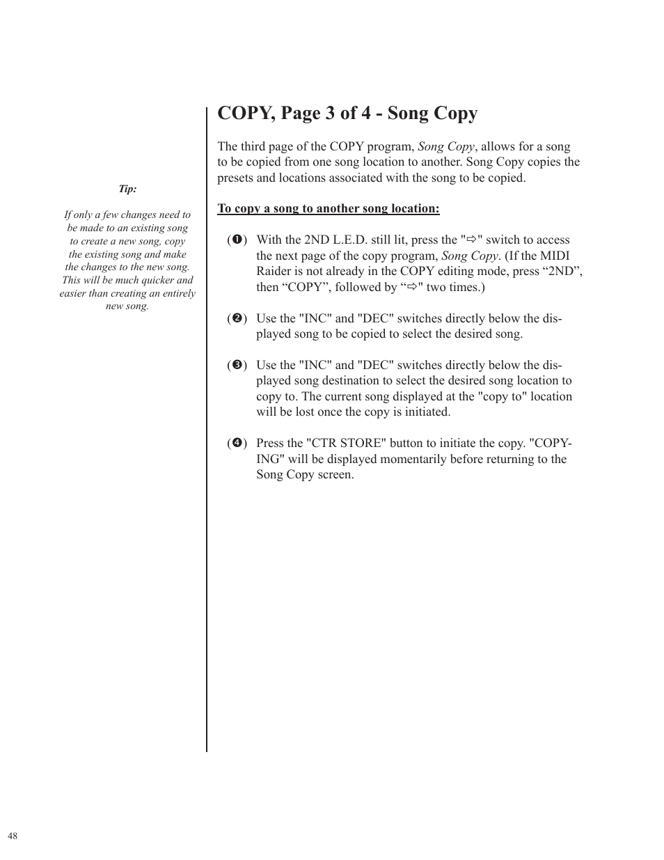 Copy, page 3 of 4 - song copy | Rocktron MIDI Raider User Manual | Page 51 / 80
