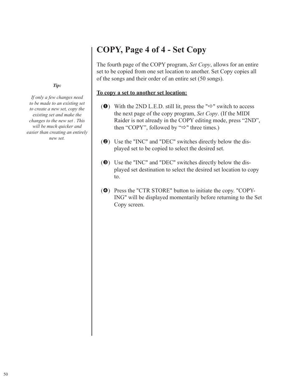 Copy, page 4 of 4 - set copy | Rocktron MIDI Raider User Manual | Page 53 / 80