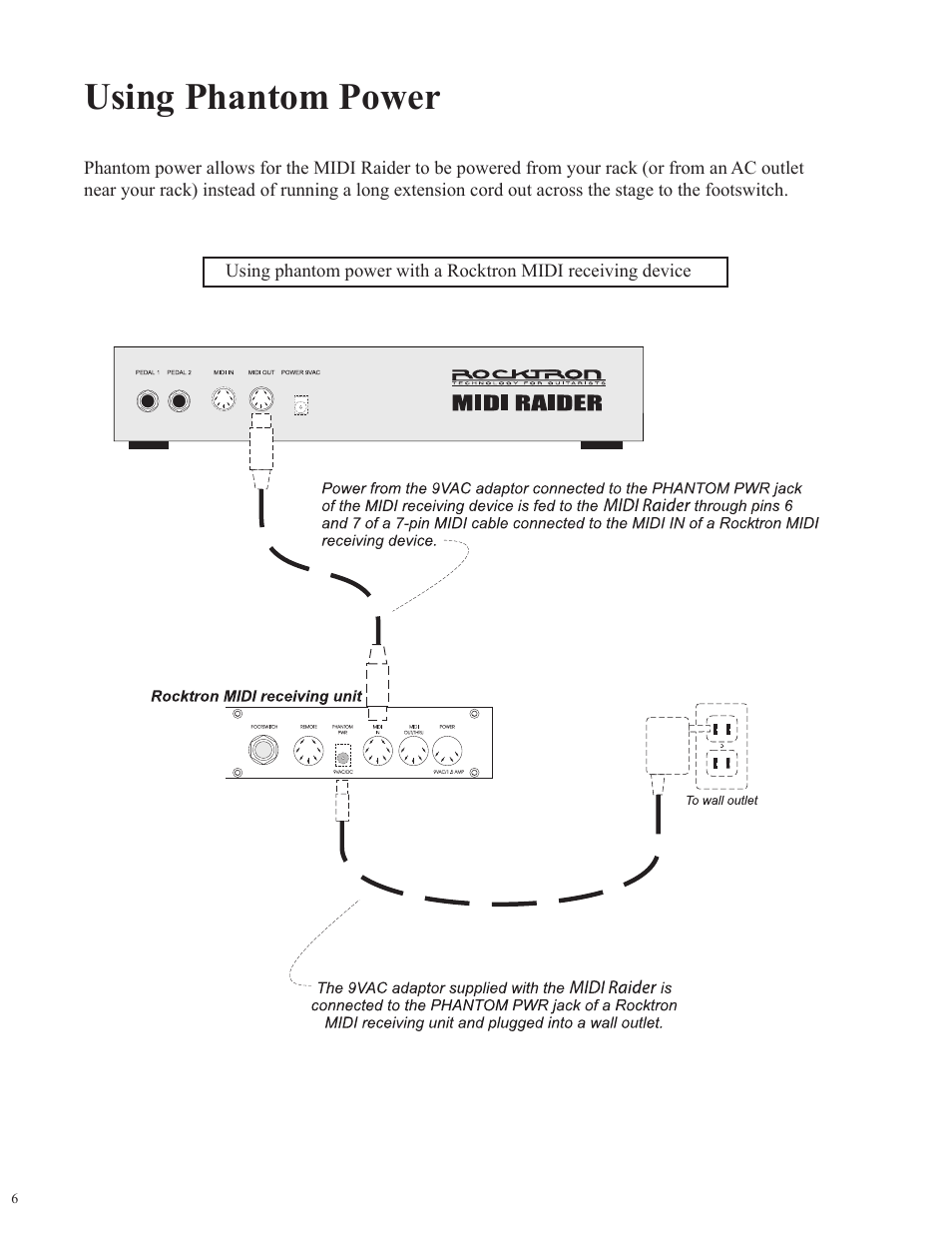 Using phantom power | Rocktron MIDI Raider User Manual | Page 9 / 80