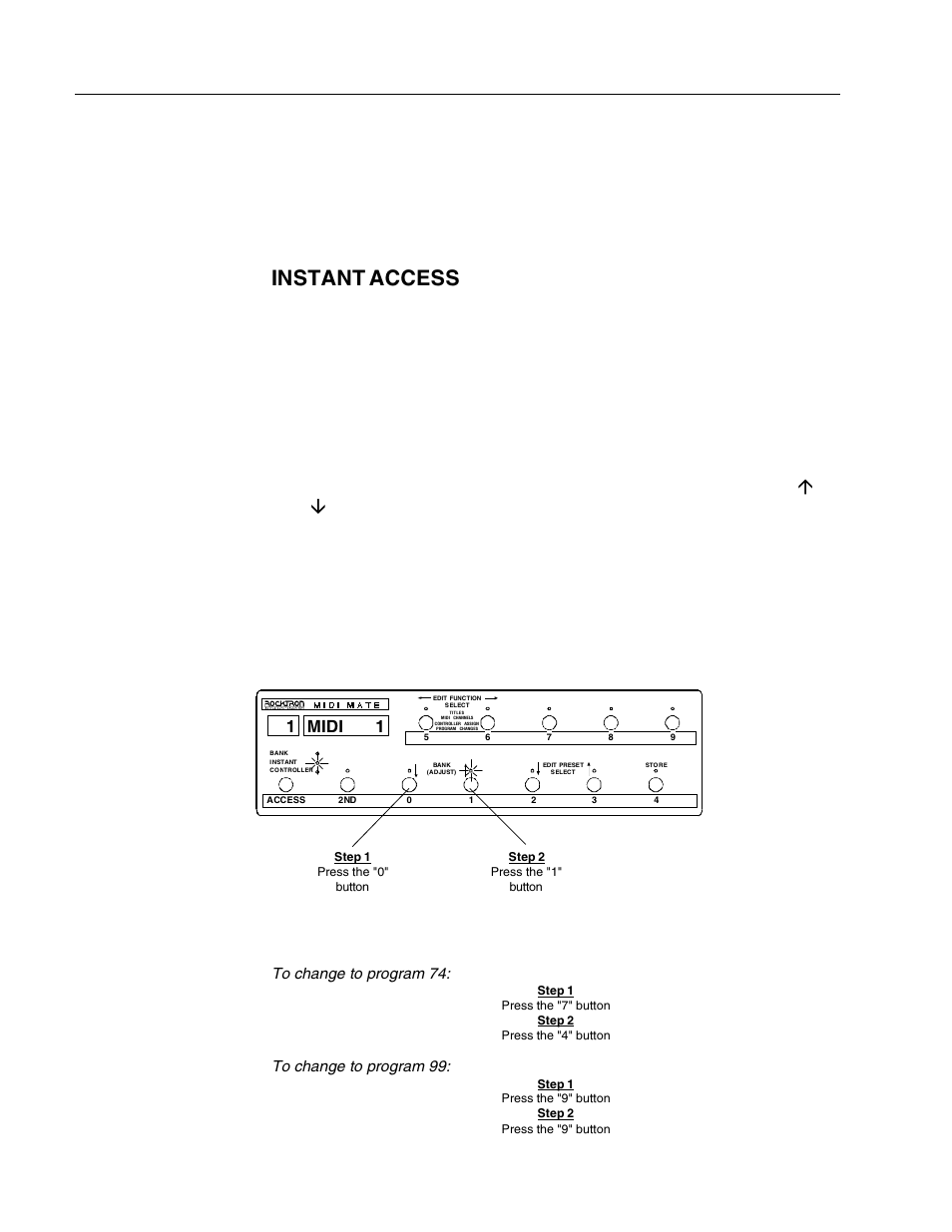 Instant access, Midi 1 1 | Rocktron MIDI Mate User Manual | Page 13 / 32